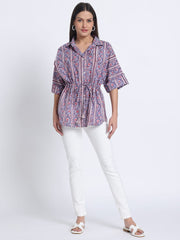 Purple Heritage Block Print Cotton Tunic