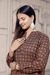 brown kurta set, cotton kurta pant set, hemsaab